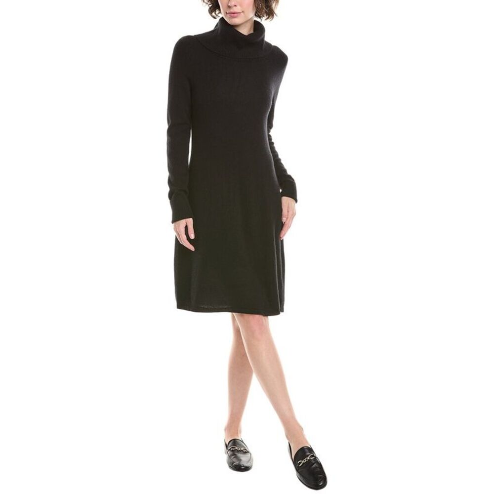 Incashmere Womens  Cowl Neck Cashmere Sweaterdress, Black